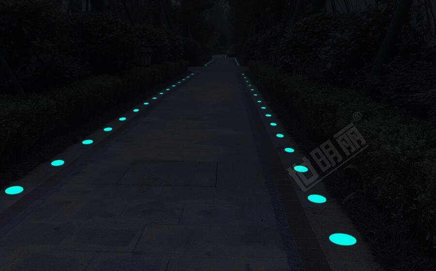 Application of inorganic self-luminous road studs on scenic roads